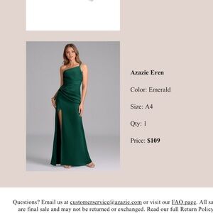 Azazie One-Shoulder Dress in Emerald Green